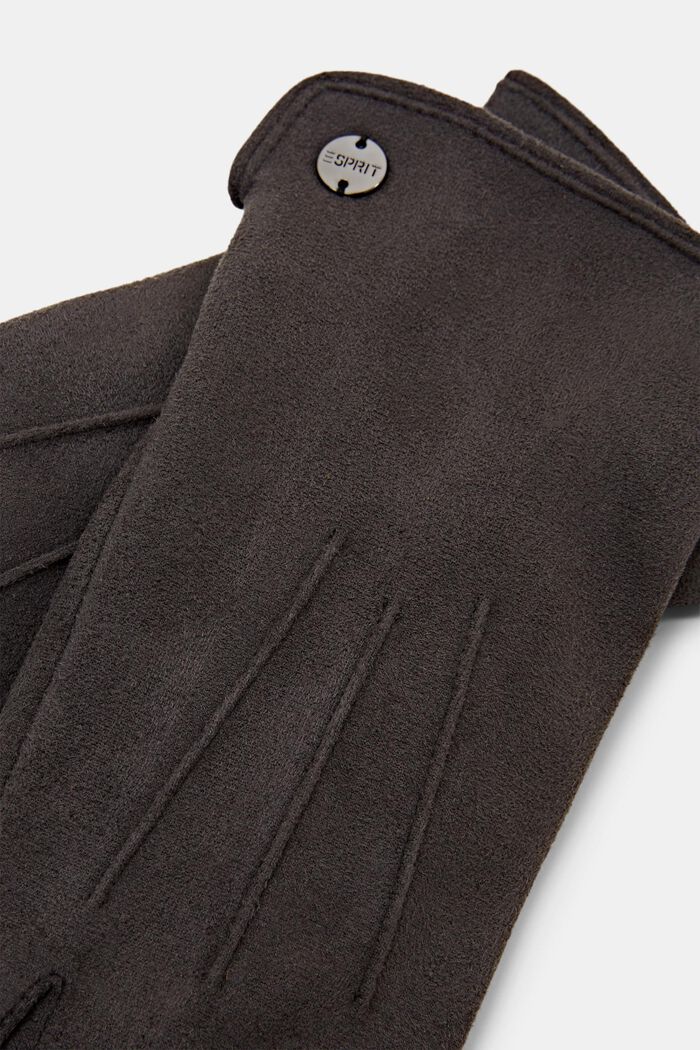 Faux Suede Touchscreen Gloves, GREY, detail image number 1