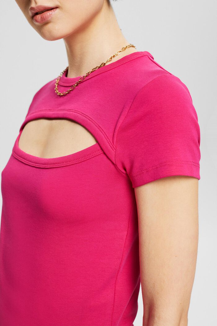 T-shirt with cut-out, PINK FUCHSIA, detail image number 0