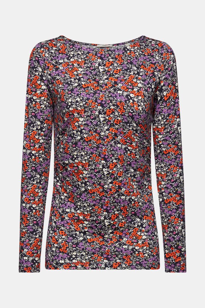 Long-sleeved top with all-over pattern, NAVY, detail image number 6