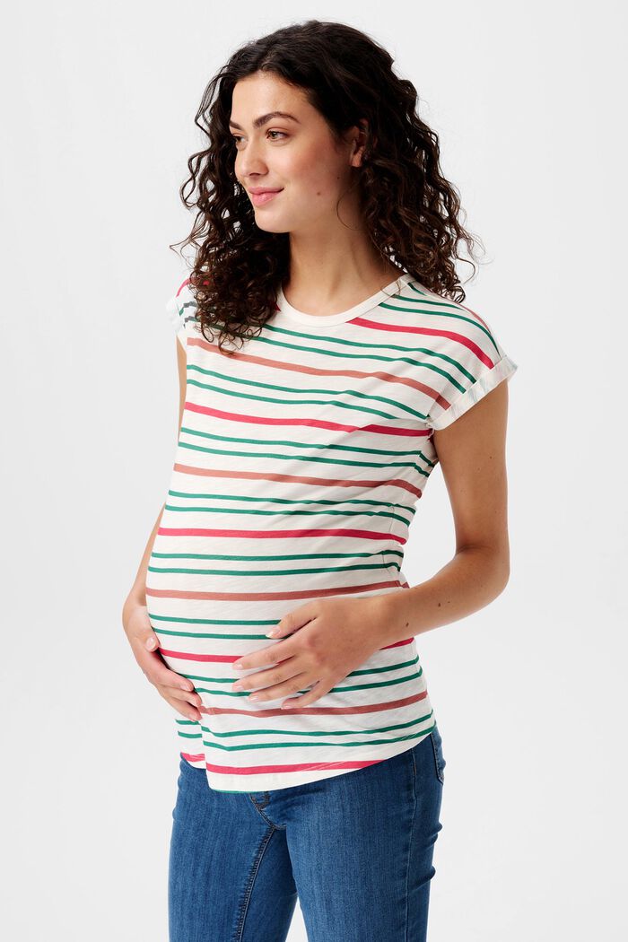 Striped Maternity T-Shirt, OFF WHITE, detail image number 0