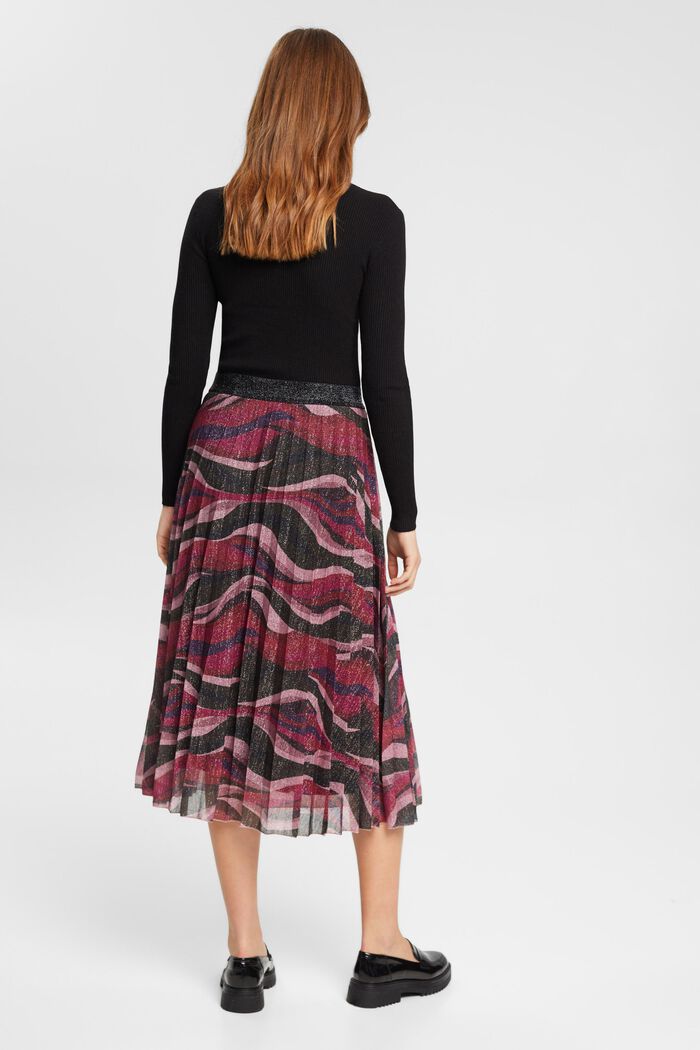 Pleated midi skirt with glitter pattern, CHERRY RED, detail image number 3
