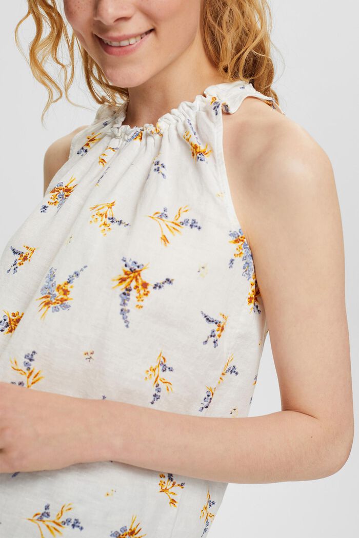 Blended linen blouse with a floral pattern, OFF WHITE, detail image number 2