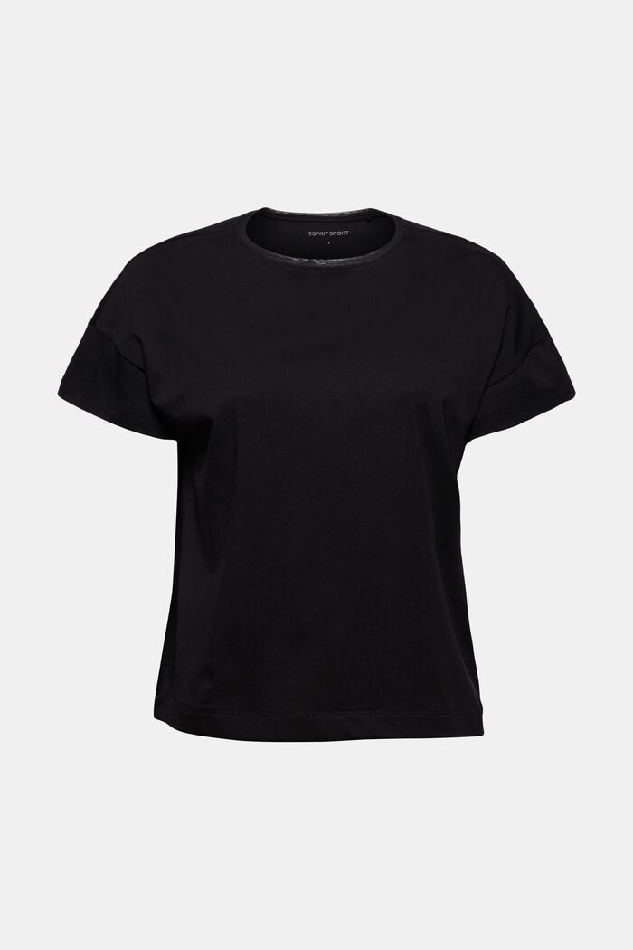 Boxy T-shirt with mesh, organic cotton, BLACK, detail image number 7