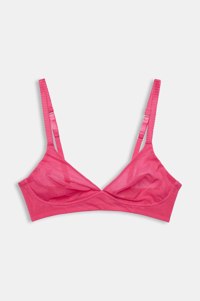 Recycled: unpadded, non-wired bra, PINK FUCHSIA, overview