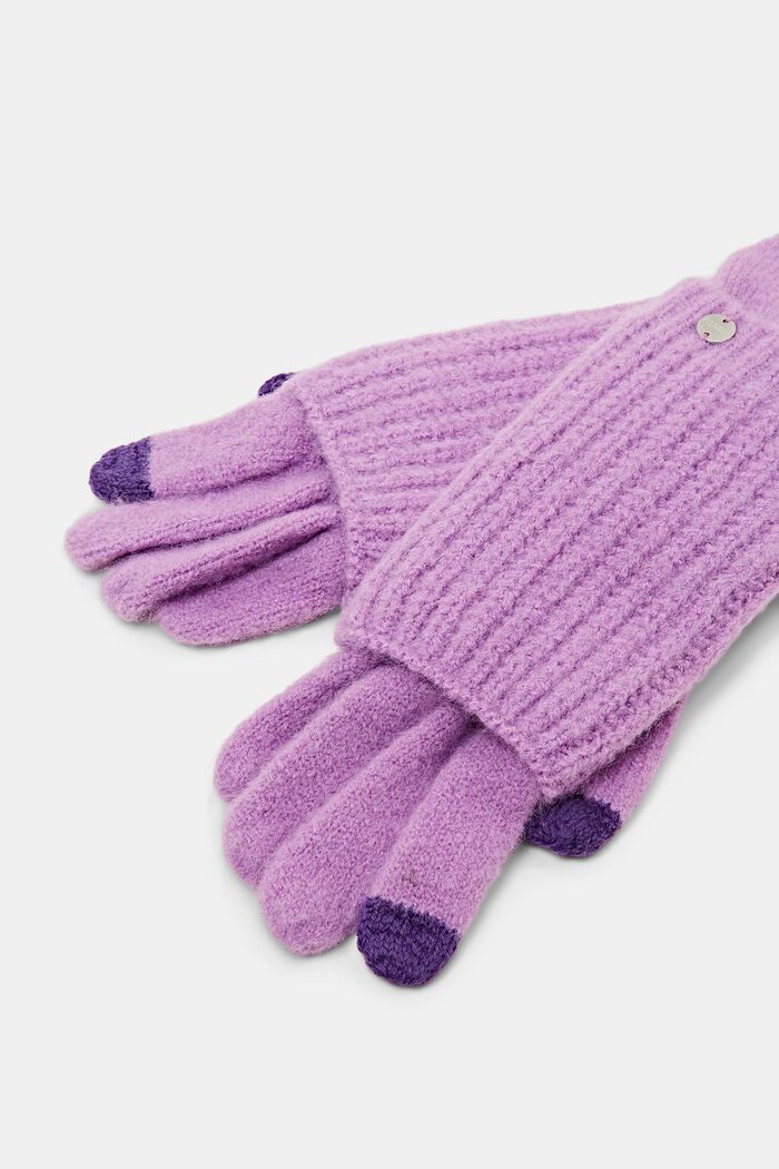 2-in-1 Knitted Gloves, LILAC, detail image number 1