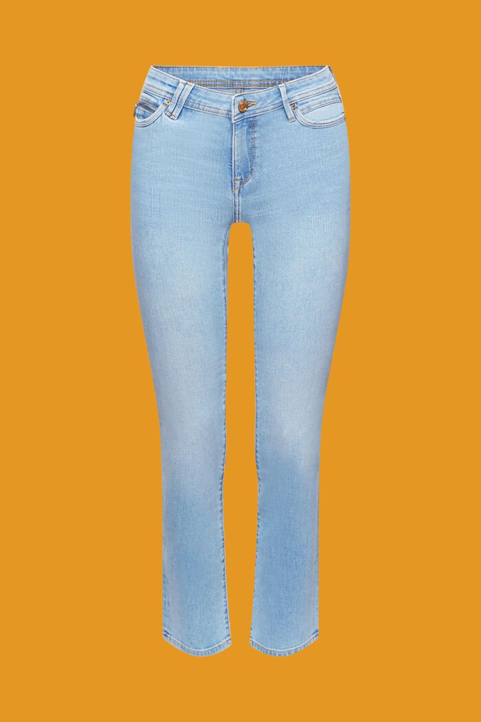 Straight leg stretch jeans, BLUE LIGHT WASHED, detail image number 7