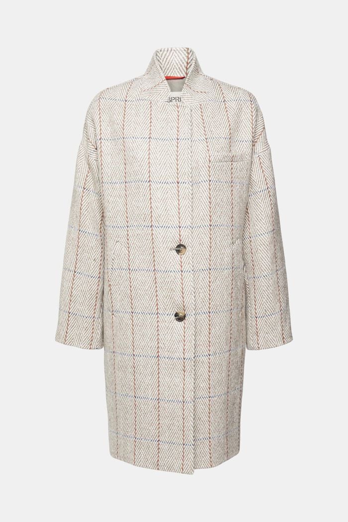 Patterned wool blend coat, LIGHT GREY, overview