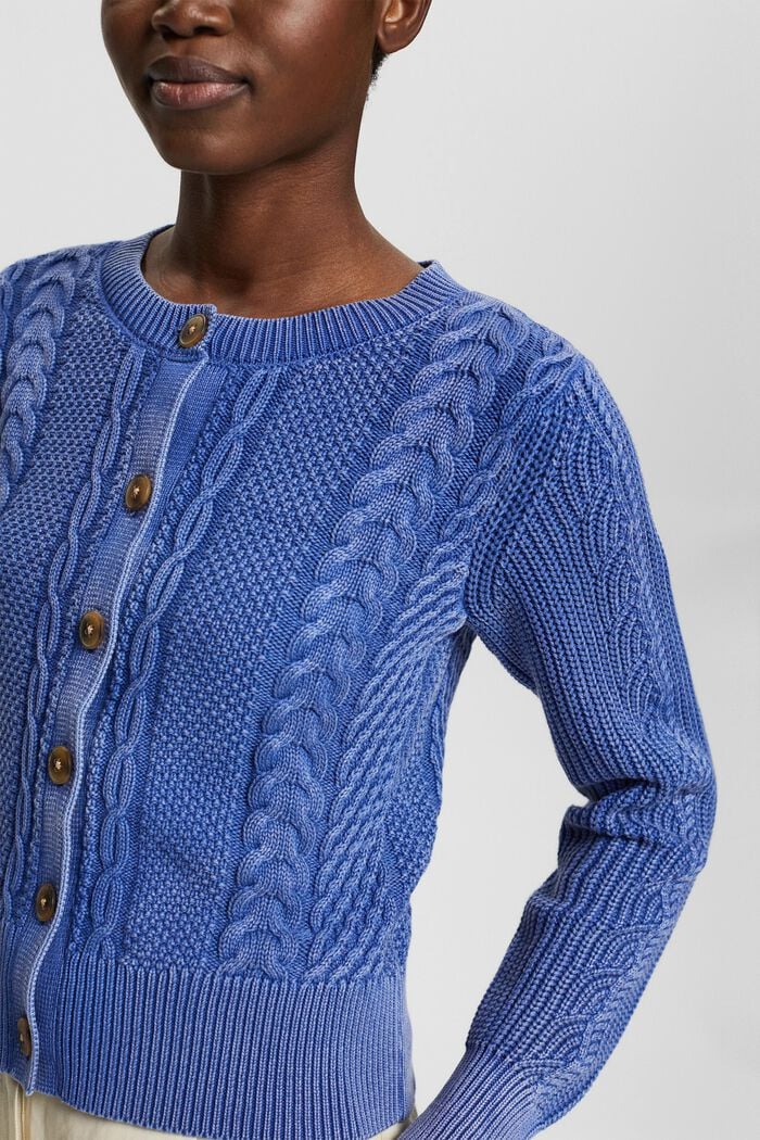 Cardigan with a cable knit pattern, BLUE LAVENDER, detail image number 2