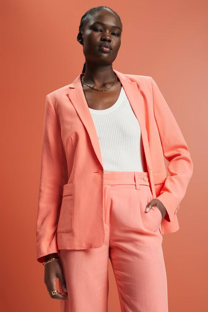 Blazer with bobbin lace, TENCEL™, CORAL, detail image number 0