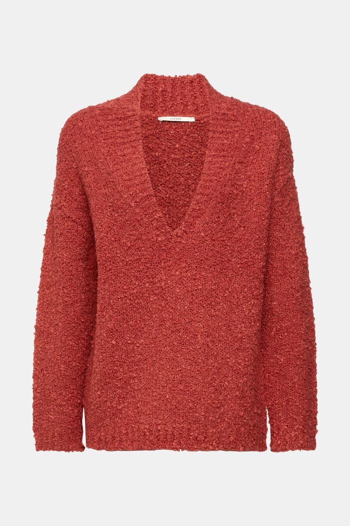 Wool blend v-neck jumper, TERRACOTTA, detail image number 2
