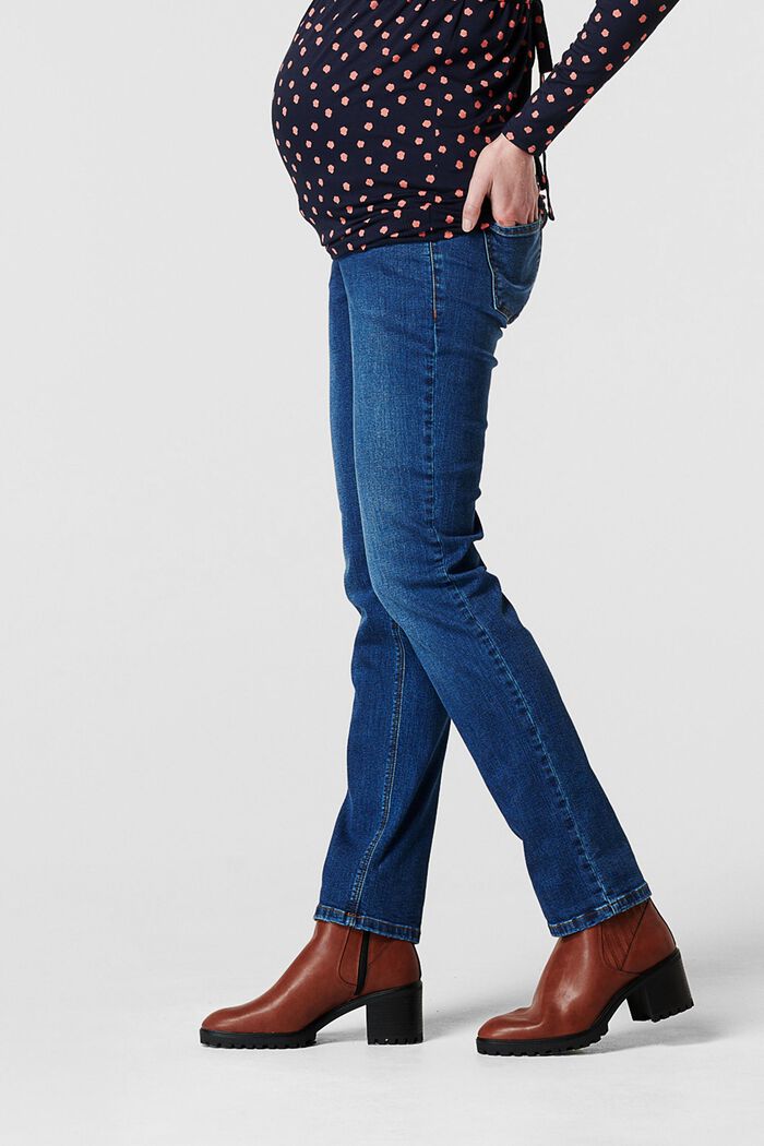 Stretch jeans with an over-bump waistband, organic cotton, BLUE MEDIUM WASHED, detail image number 3