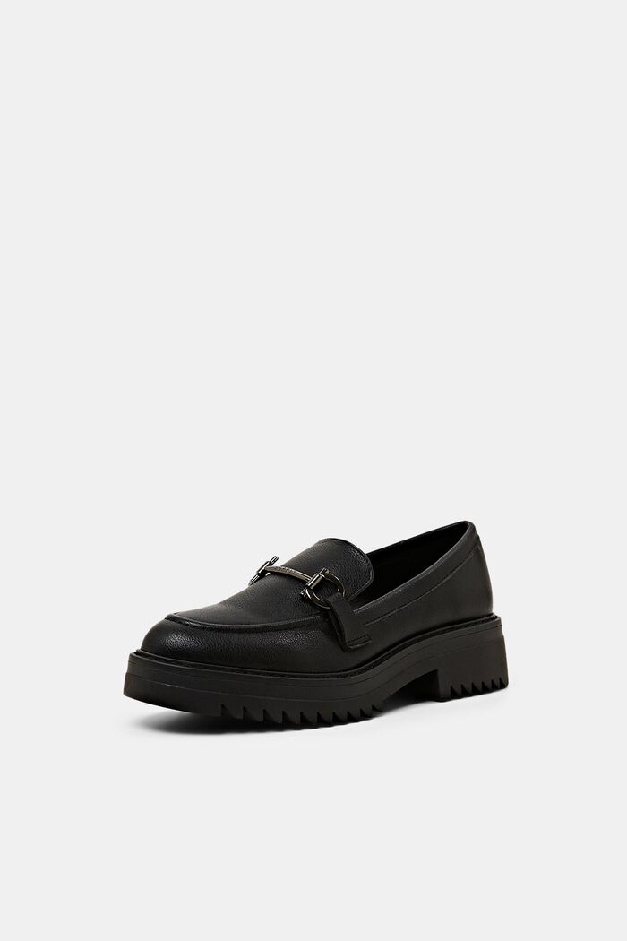 Vegan Leather Platform Loafers, BLACK, detail image number 2