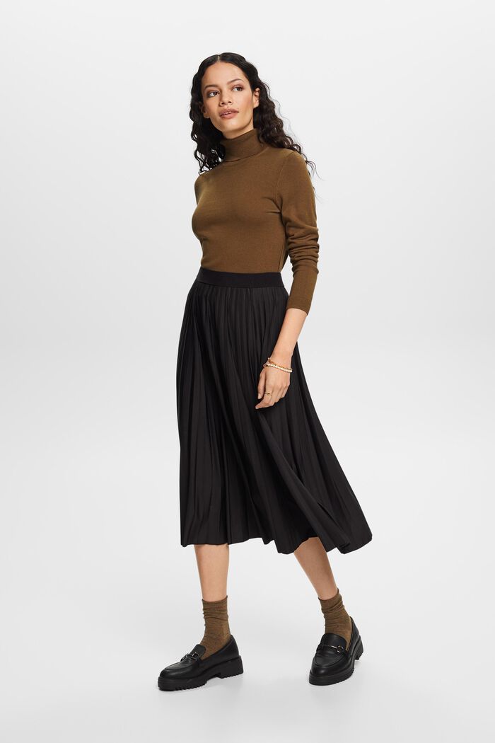 Pleated midi skirt, BLACK, detail image number 4