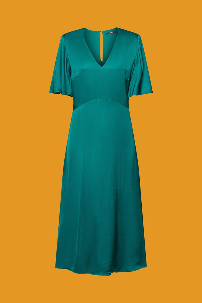 Satin midi dress, EMERALD GREEN, detail image number 6