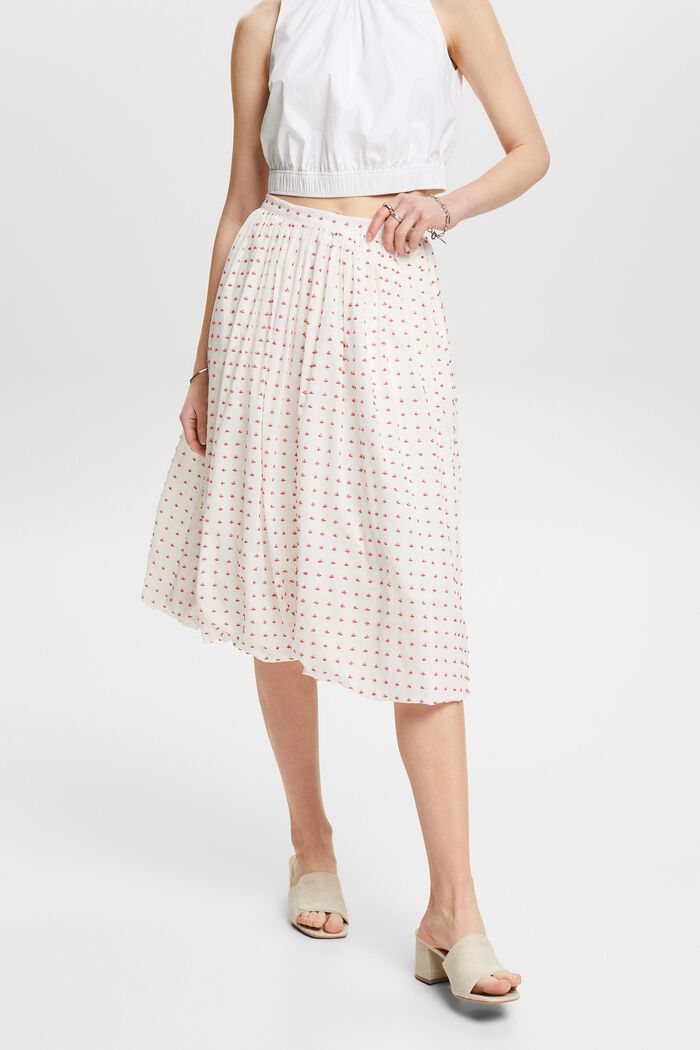 Textured Bubble Hem Midi Skirt, WHITE, detail image number 0