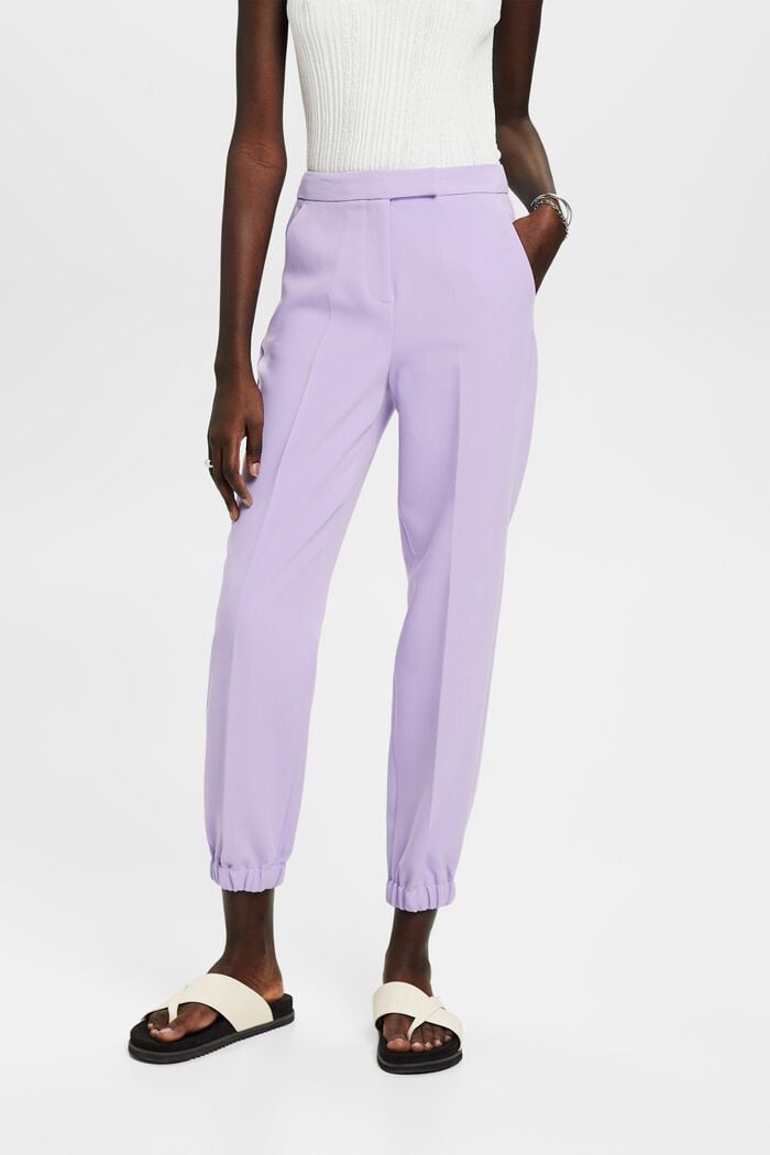 Cropped trousers with elasticated leg cuffs, LAVENDER, detail image number 0