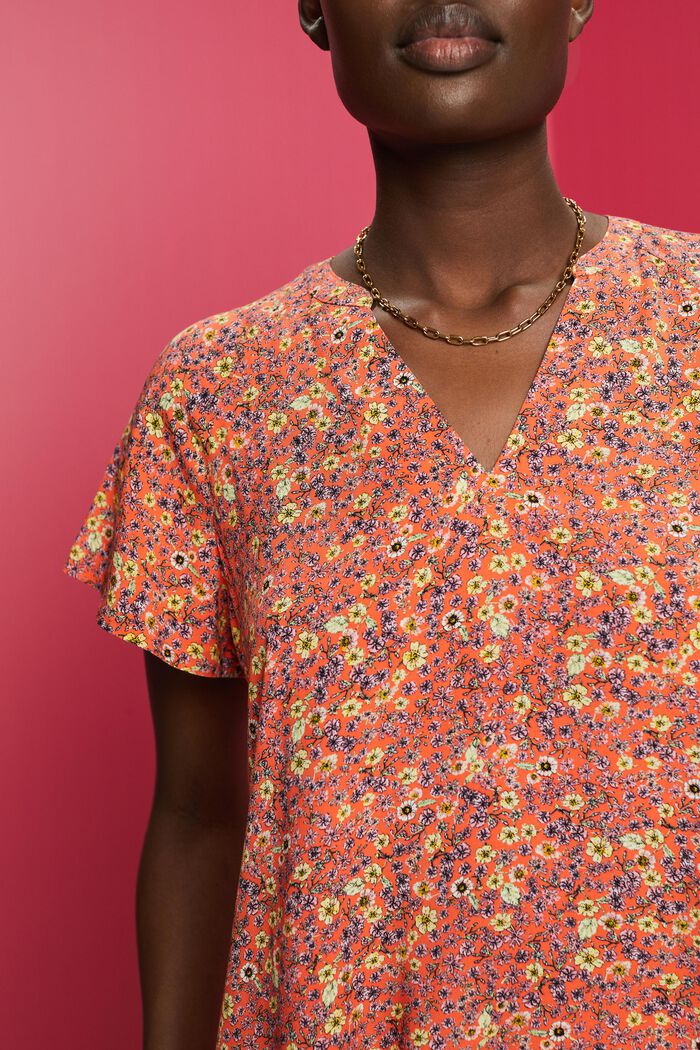 Patterned blouse, LENZING™ ECOVERO™, CORAL ORANGE, detail image number 2