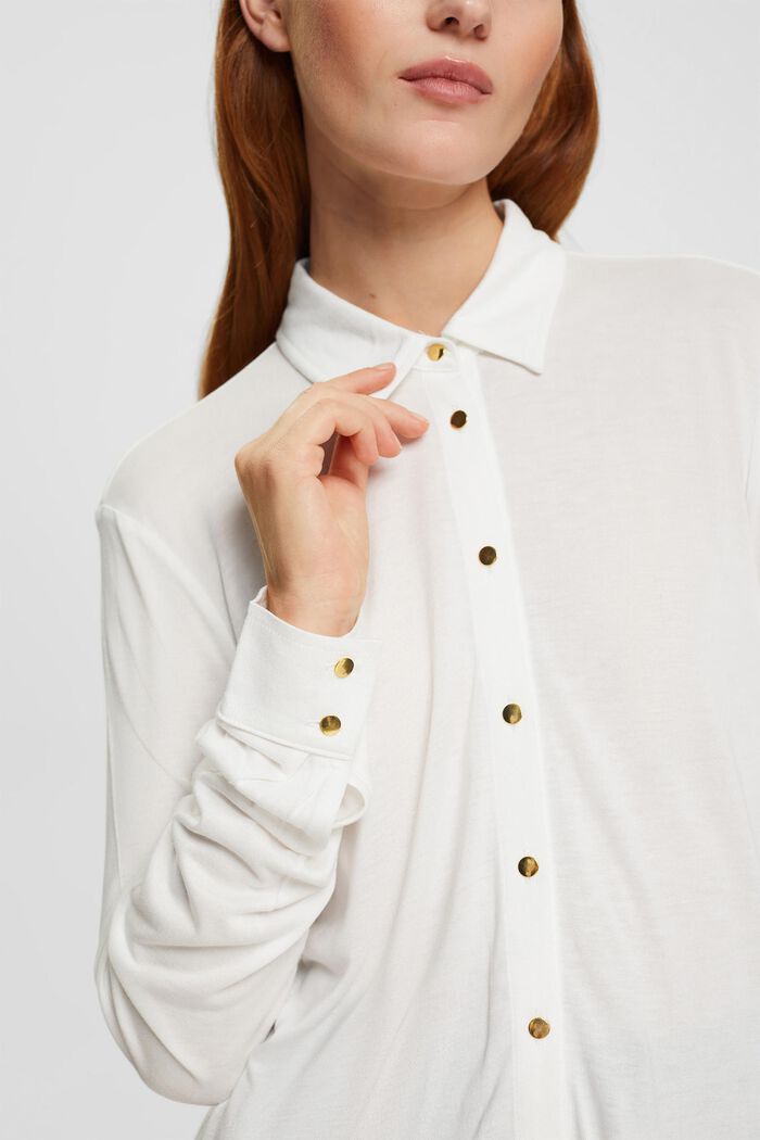 Buttoned long-sleeved top, LENZING™ ECOVERO™, OFF WHITE, detail image number 0