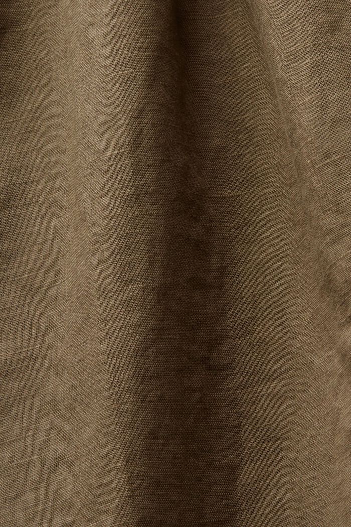 Linen-Cotton Sleeveless Smocked Blouse, KHAKI GREEN, detail image number 5