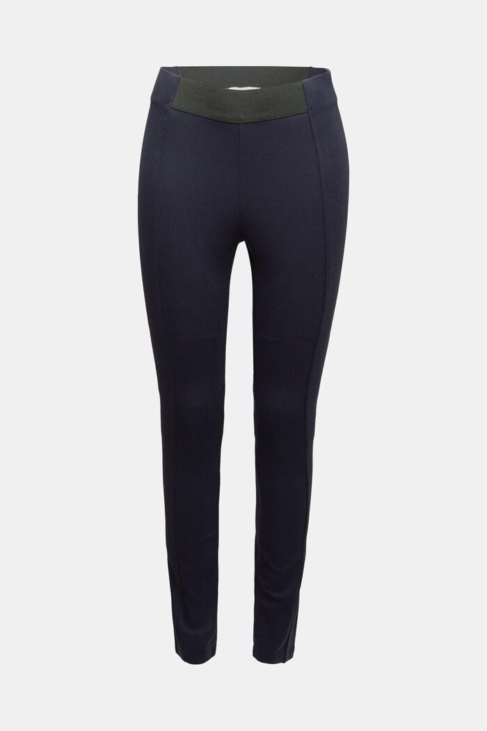 Stretch trousers made of punto jersey, NAVY, detail image number 0