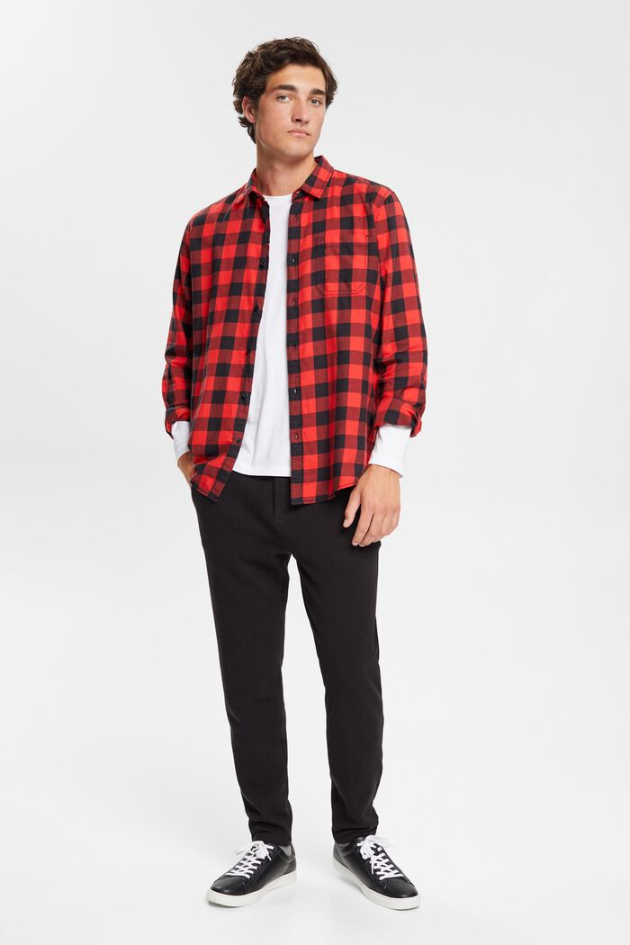Vichy-checked flannel shirt of sustainable cotton, RED, detail image number 1