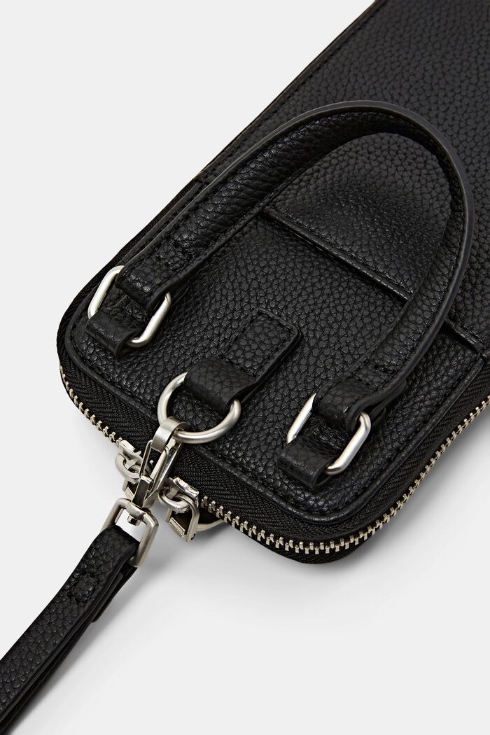 Vegan Leather Phone Sleeve, BLACK, detail image number 1
