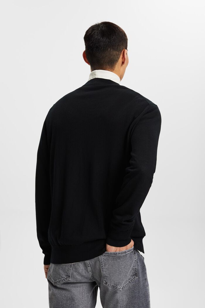 Wool Crewneck Sweater, BLACK, detail image number 3