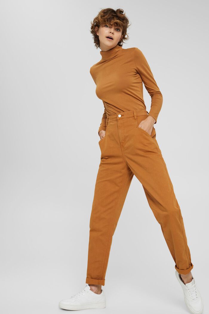 High-waisted trousers, organic cotton, BARK, detail image number 6