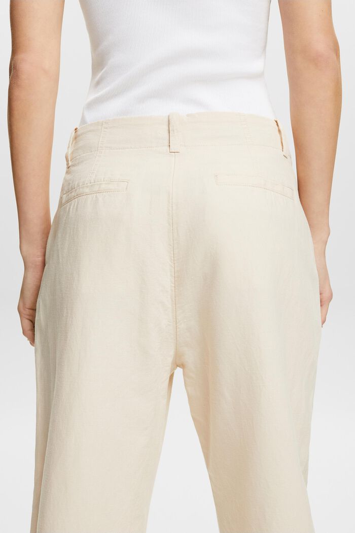 Cotton-Linen Button Fly Pants, CREAM BEIGE, detail image number 3