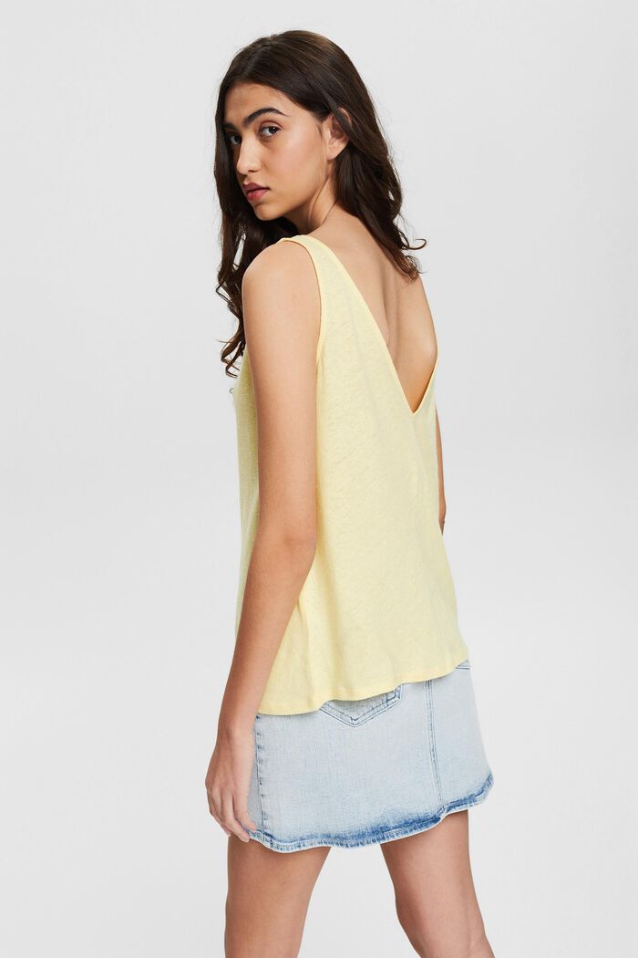 Top made of a cotton/linen blend, PASTEL YELLOW, detail image number 3
