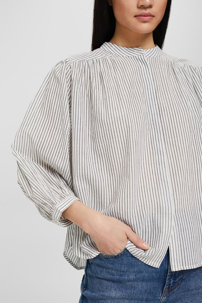 Blouse with 3/4-length sleeves, 100% cotton, OFF WHITE, detail image number 2