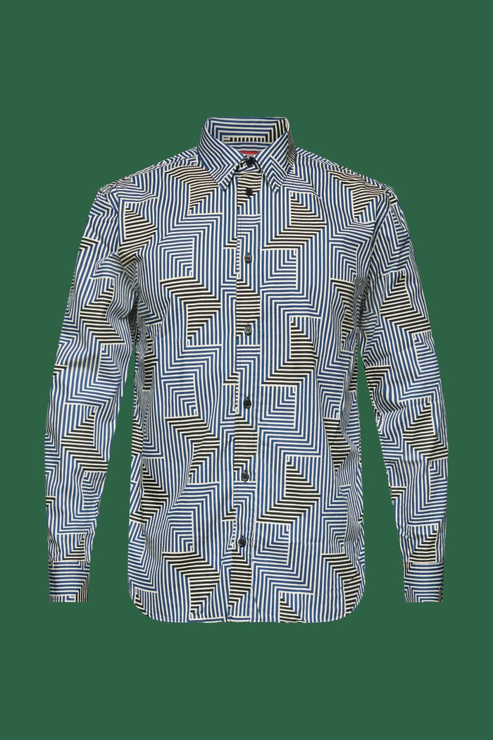 Geometric Print Regular Fit Shirt, BRIGHT BLUE, detail image number 5