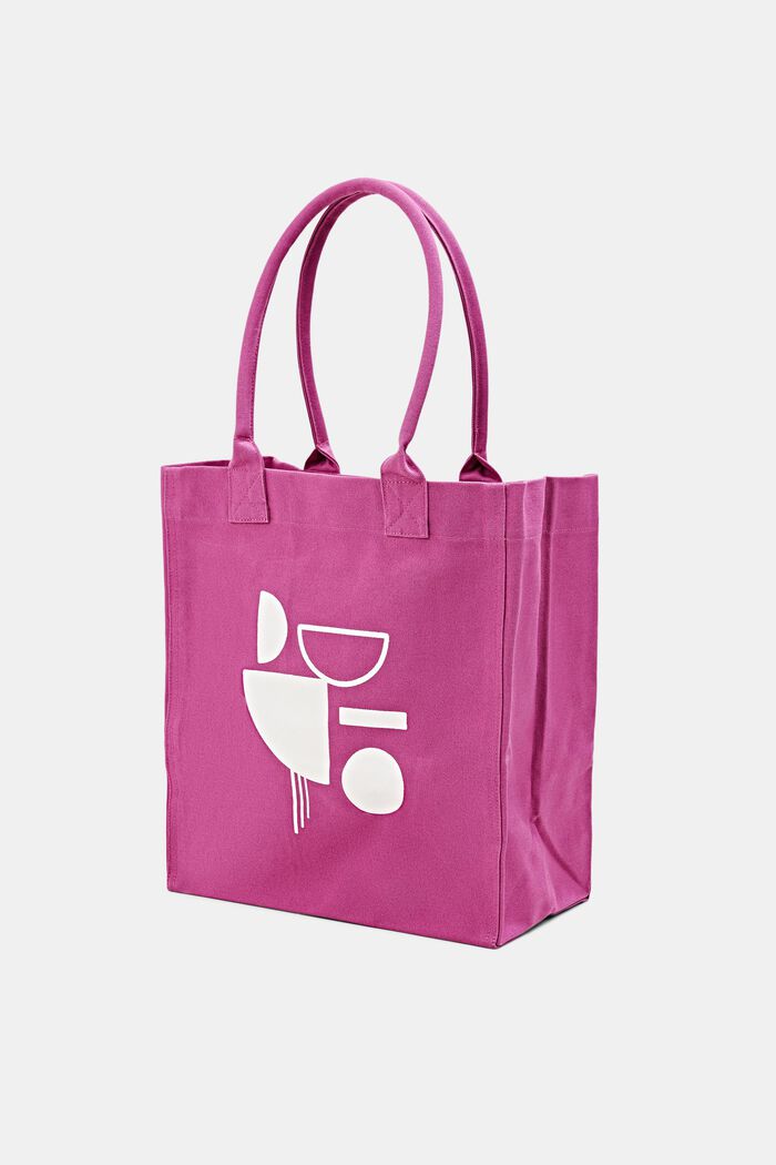 Printed canvas shopper, PINK FUCHSIA, detail image number 2