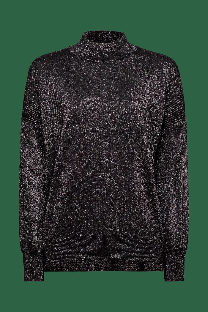 Sparkling Mockneck Sweater, BLACK, detail image number 6