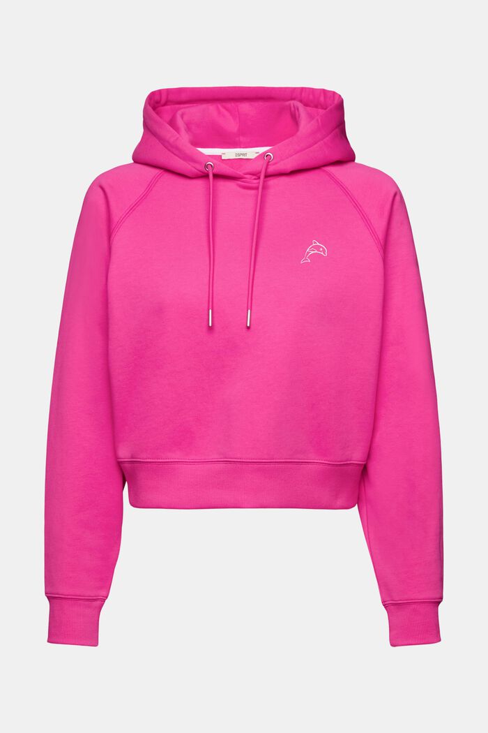 Cropped hoodie with dolphin logo, PINK FUCHSIA, detail image number 6