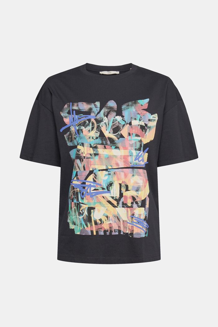 T-shirt with graffiti print, BLACK, overview