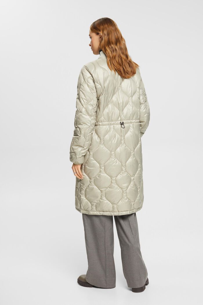 Quilted coat with rib knit collar, DUSTY GREEN, detail image number 3