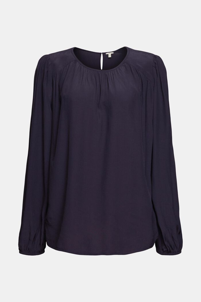 Balloon sleeve blouse, NAVY, detail image number 6
