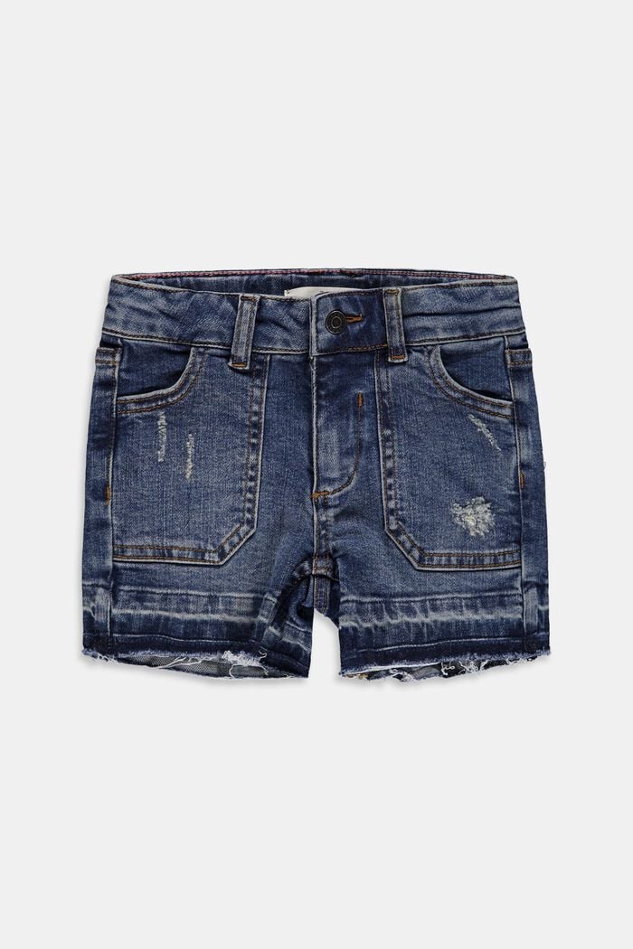 Cotton denim shorts with an adjustable waistband, BLUE MEDIUM WASHED, detail image number 0
