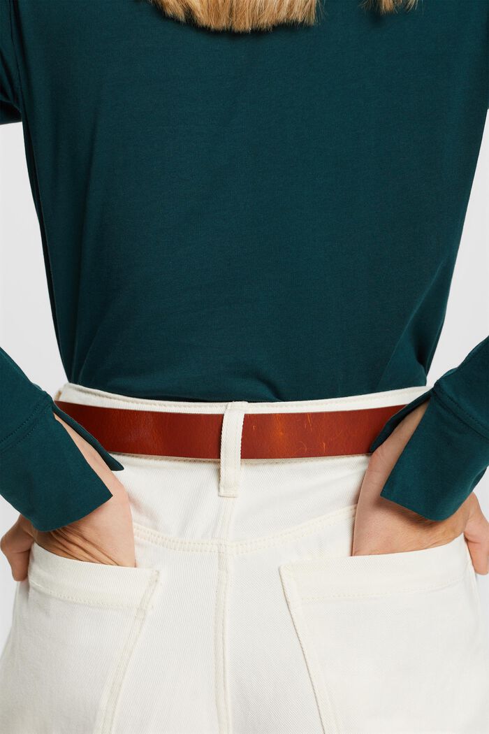 Henley Cotton Top, EMERALD GREEN, detail image number 3