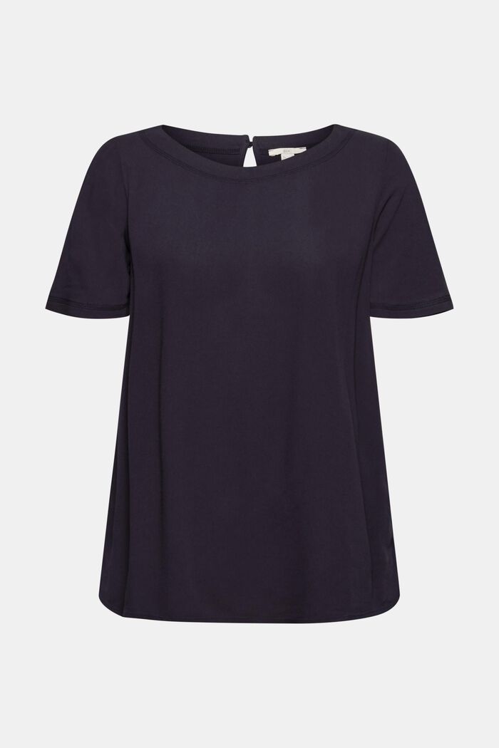 Short-sleeved blouse made of LENZING™ ECOVERO™, NAVY, detail image number 0