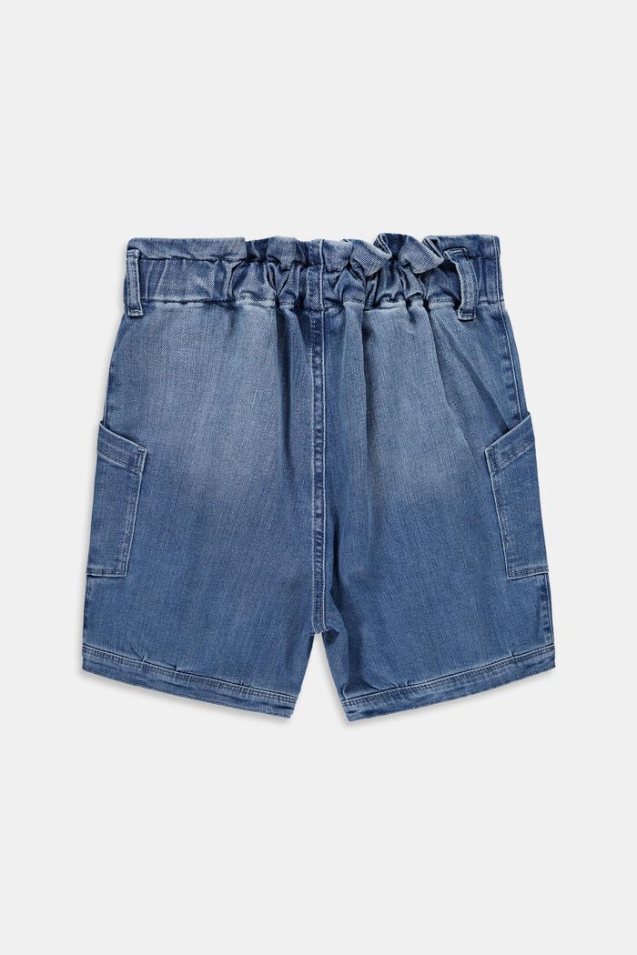 Denim shorts in a balloon look with an elasticated waistband, BLUE LIGHT WASHED, detail image number 1