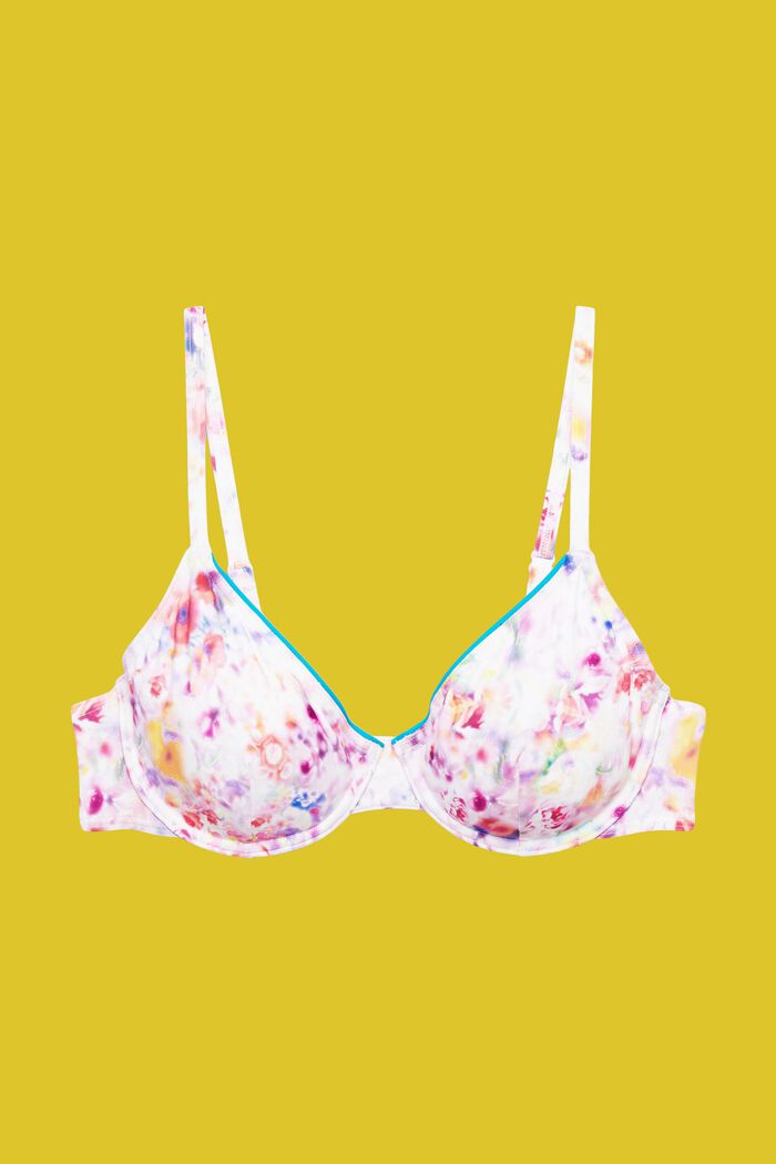 Underwired bikini top with floral print, TEAL BLUE, detail image number 4