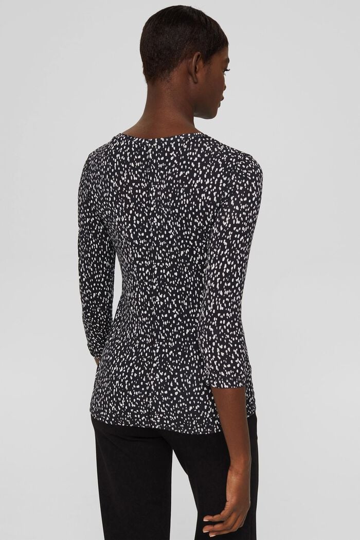 Patterned long sleeve top with TENCEL™, BLACK, detail image number 3
