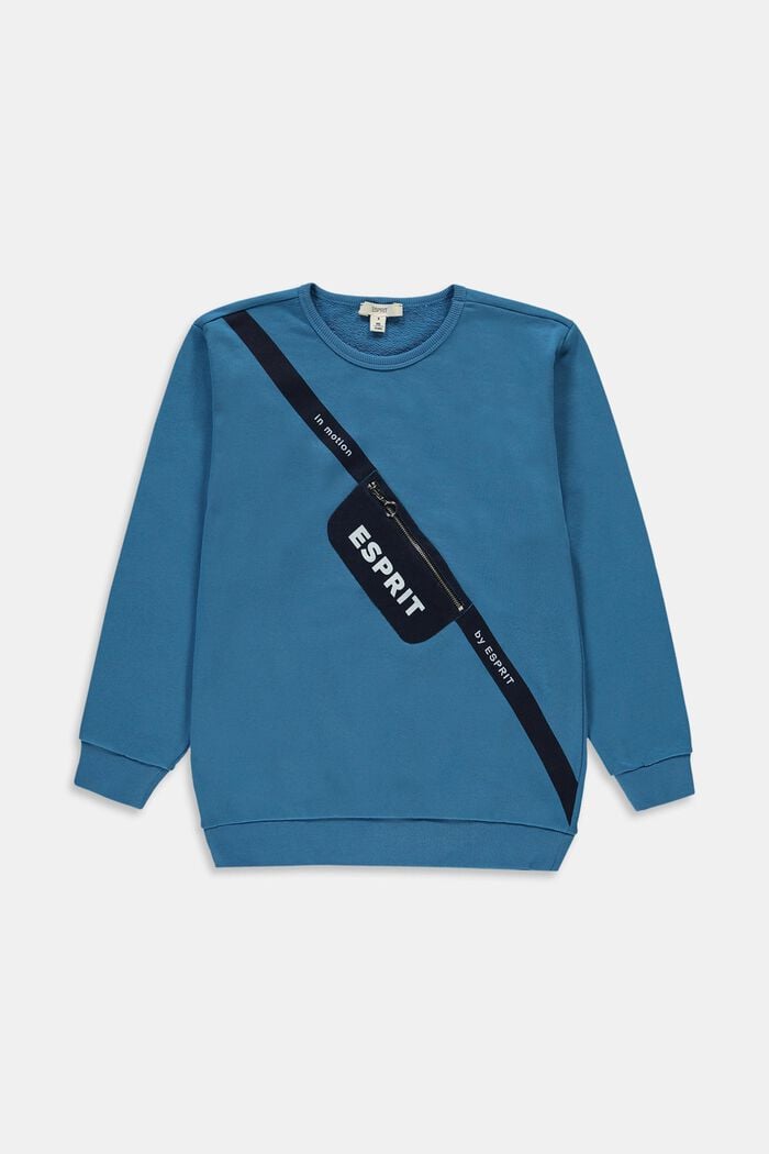 Sweatshirt with a zip pocket, TURQUOISE, overview