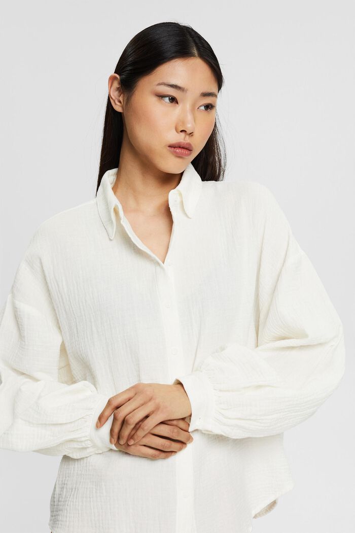 Oversized crinkle blouse, OFF WHITE, detail image number 0