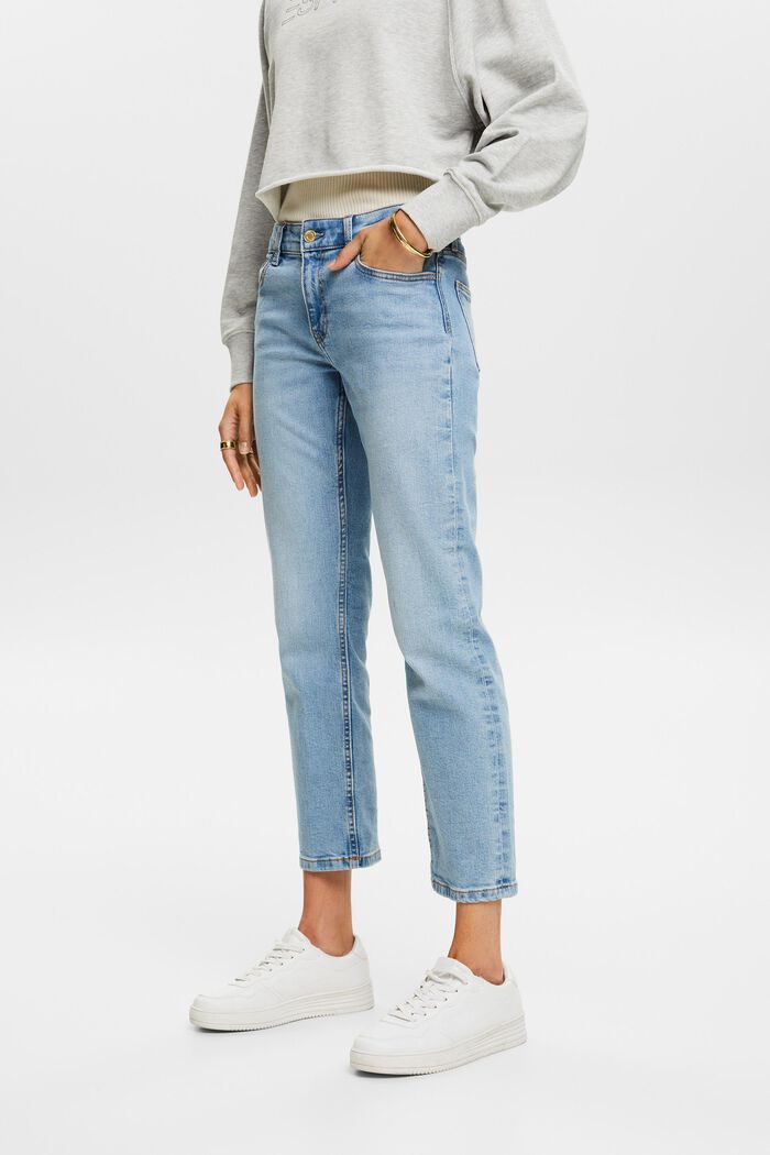 Mid-Rise Straight Ankle Jeans, BLUE LIGHT WASHED, detail image number 0