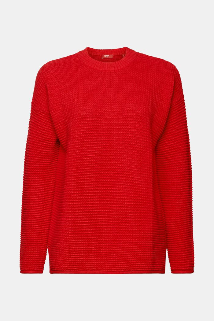Textured Knit Sweater, DARK RED, detail image number 6
