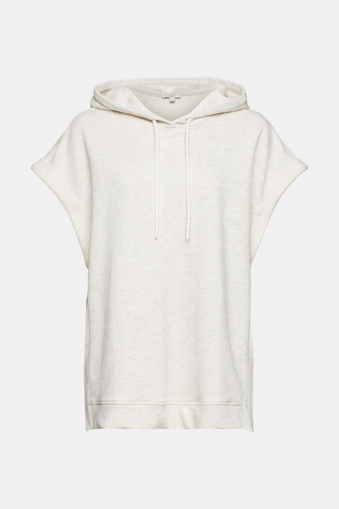 Short-sleeved hoodie in blended cotton, PASTEL GREY, overview