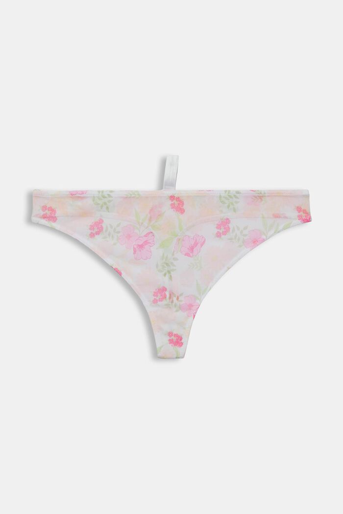Made of recycled material: hipster thong with a floral pattern, WHITE, detail image number 3